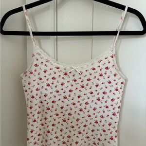Vintage Brandy Melville Red/White Floral Tank